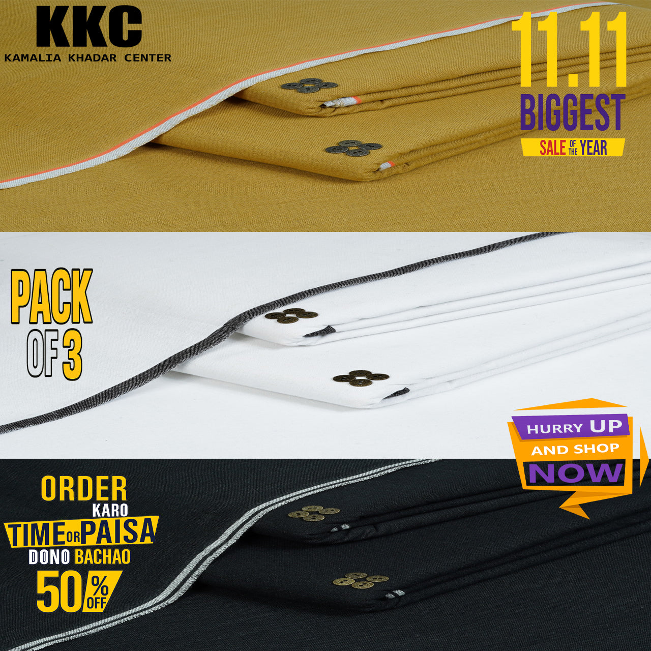 HARITAGE KHADDAR 11.11 SALE PACK OF 3 P3-P3