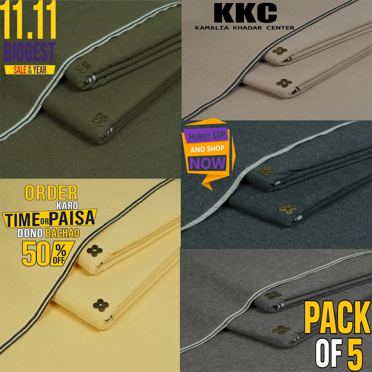 HARITAGE KHADDAR 11.11 SALE PACK OF 5 P5-P5