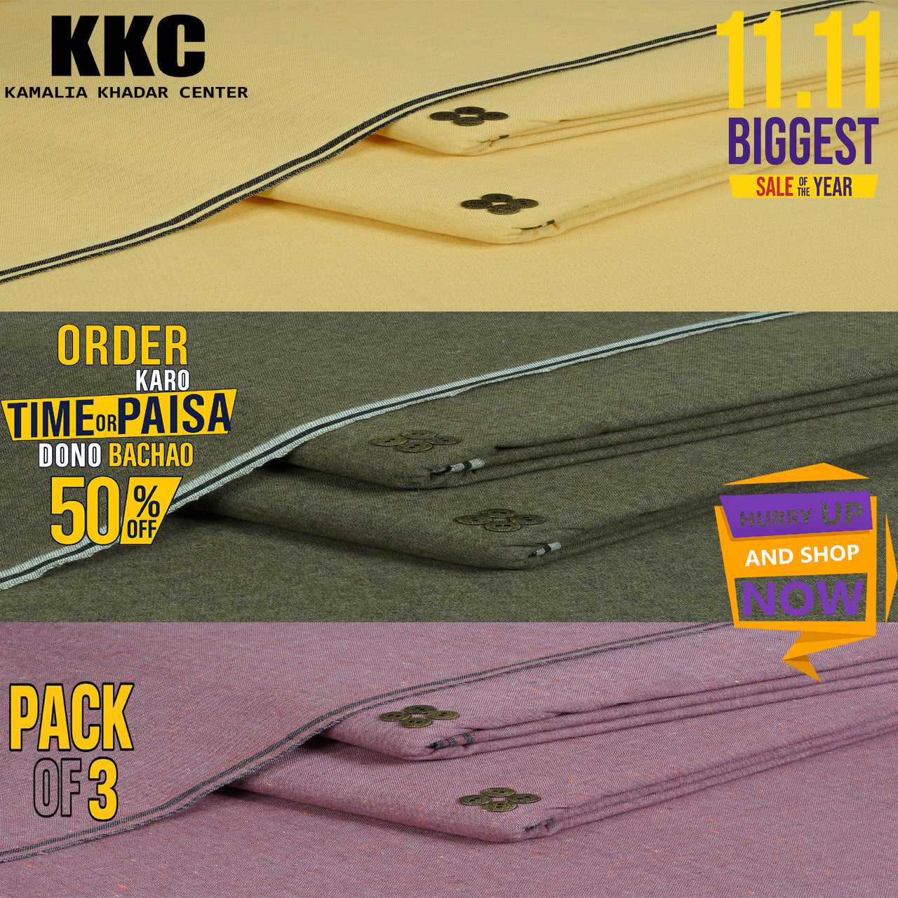 HARITAGE KHADDAR 11.11 SALE PACK OF 3 P3-P6