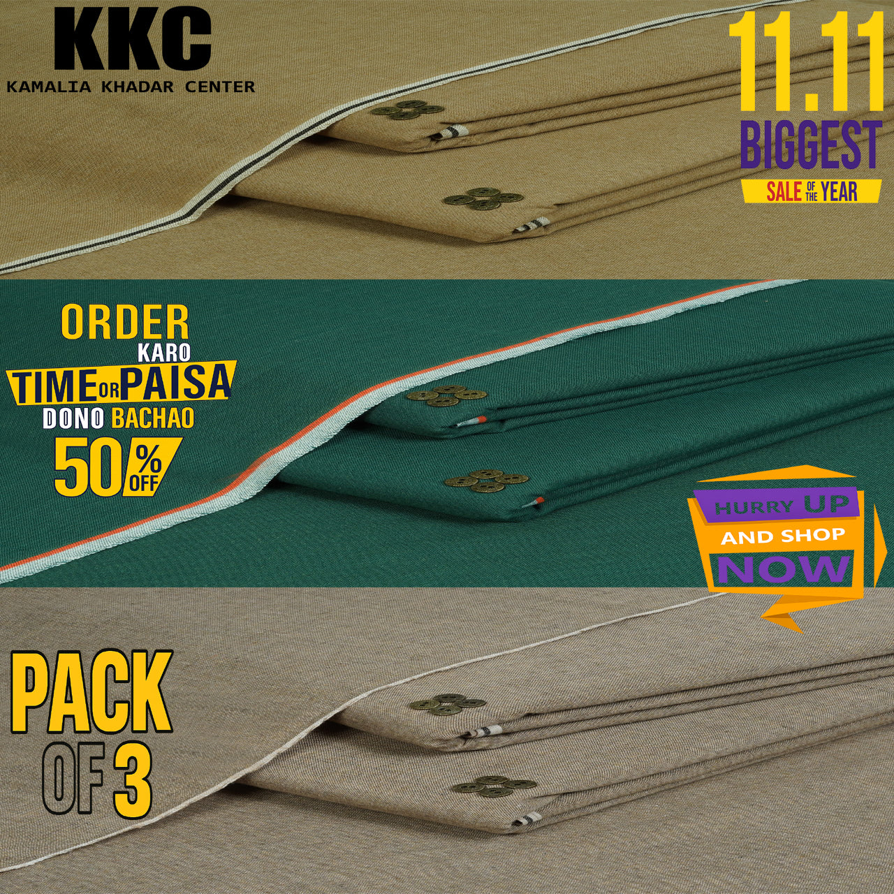 HARITAGE KHADDAR 11.11 SALE PACK OF 3 P3-P7