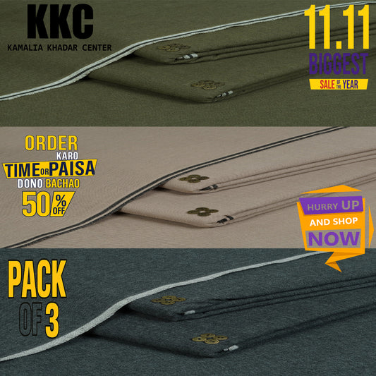 HARITAGE KHADDAR 11.11 SALE PACK OF 3 P3-P8